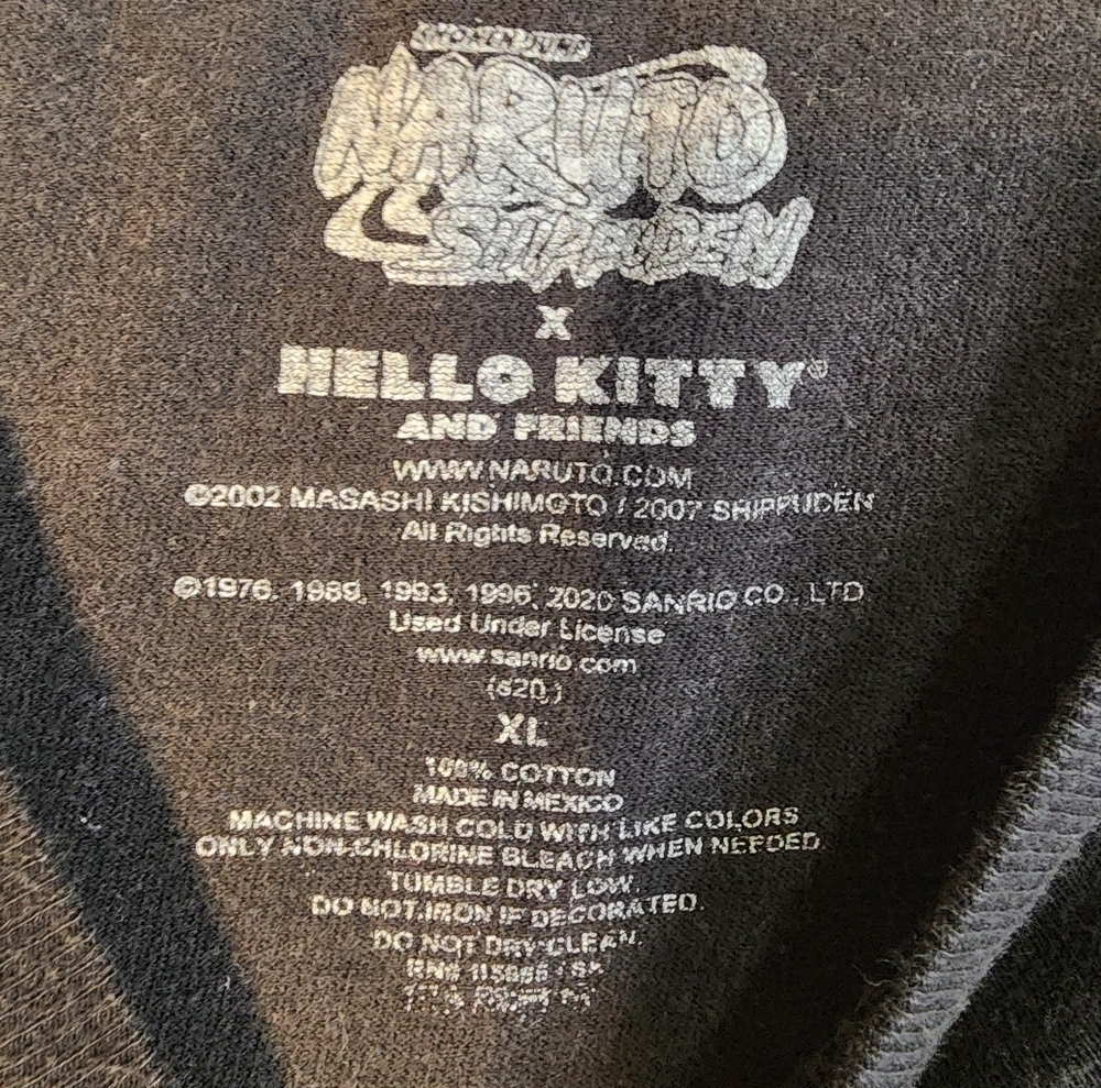 Vintage 2002 Naruto Shippuden Hello Kitty Short Sleeve Tee Size XL - Picture 3 of 4